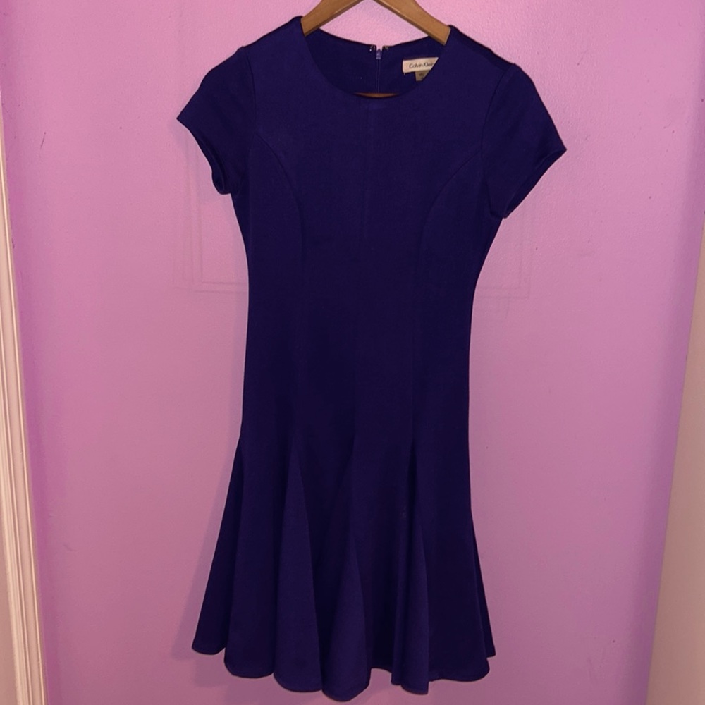 Violet Pleated Calvin Klein Midi Dress